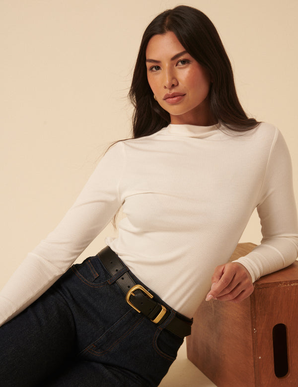 Black Gold Buckle Leather Belt