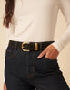 Black Gold Buckle Leather Belt