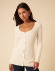 White Ribbed Longline Cardigan