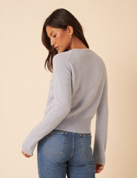 NC x TBCo Blue Floral Embroidered Wool Cardigan