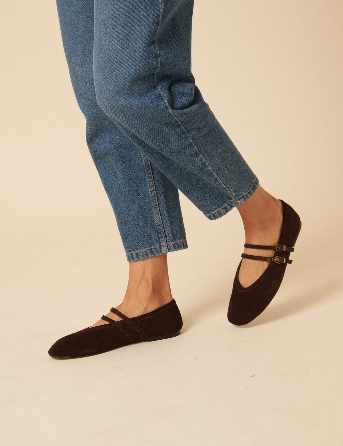 Chocolate Brown Suede Ballet Flats