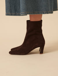 Dark Brown Suede Ankle Boots
