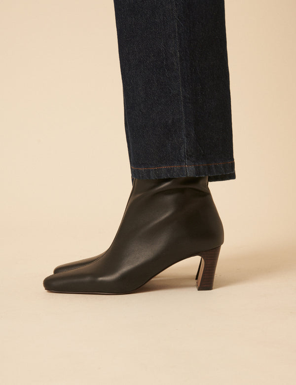 Black Leather Ankle Boots