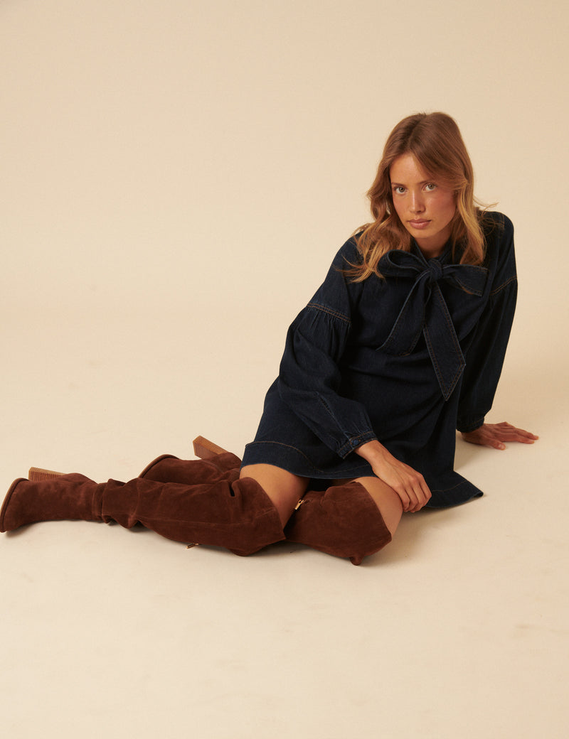 Tan Suede Thigh High Boots