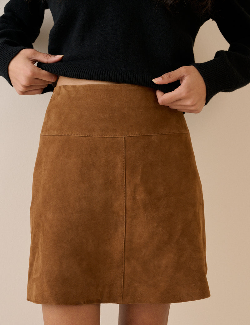 Brown Suede Mini Skirt