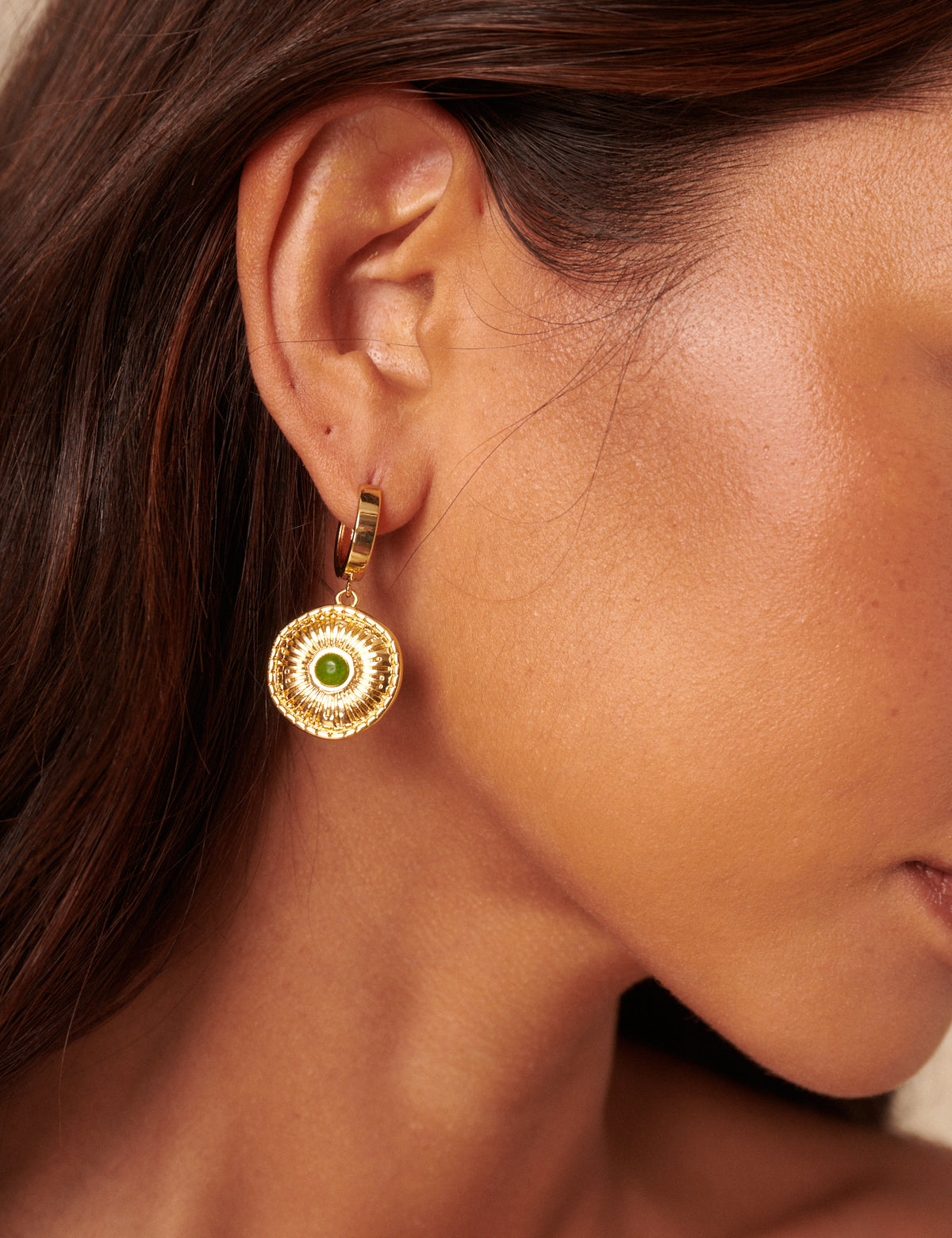 Gold Plated Drop Coin Hoops