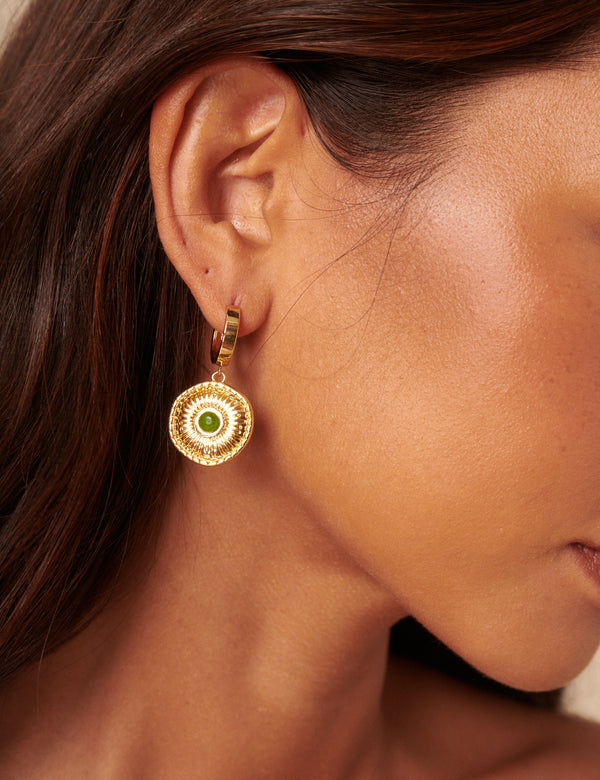 Gold Plated Drop Coin Hoops