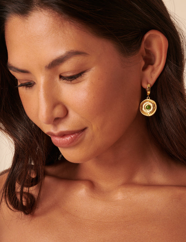 Gold Plated Drop Coin Hoops