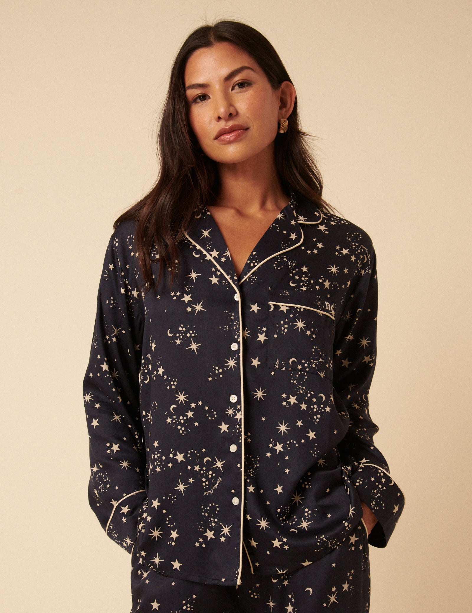 Black Moon & Star Printed Pyjama Set