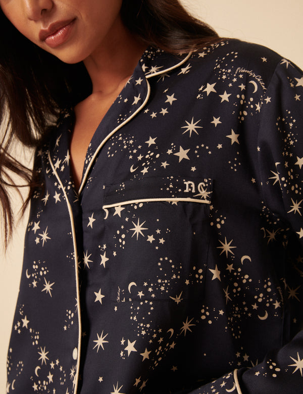 Black Moon & Star Printed Pyjama Set