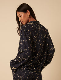 Black Moon & Star Printed Pyjama Set