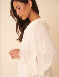 White Long Sleeve Frill Blouse