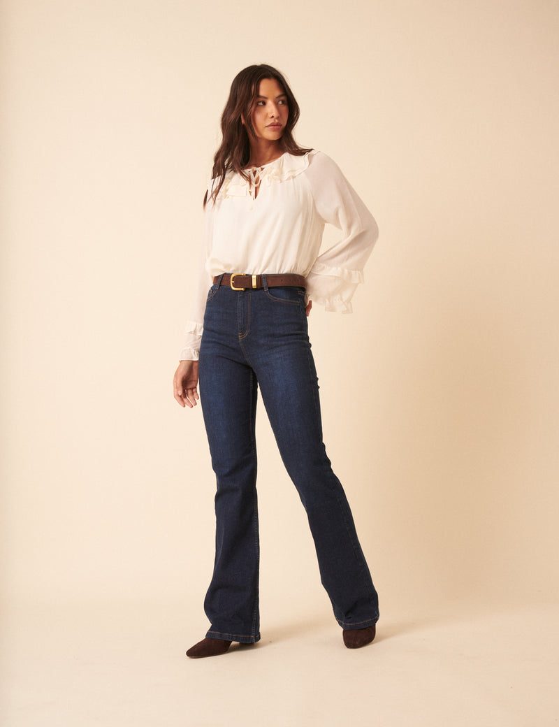 White Long Sleeve Frill Blouse