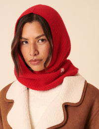 NC x TBCo Red Floral Wool Triangle Hood