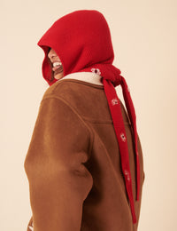 NC x TBCo Red Floral Wool Triangle Hood