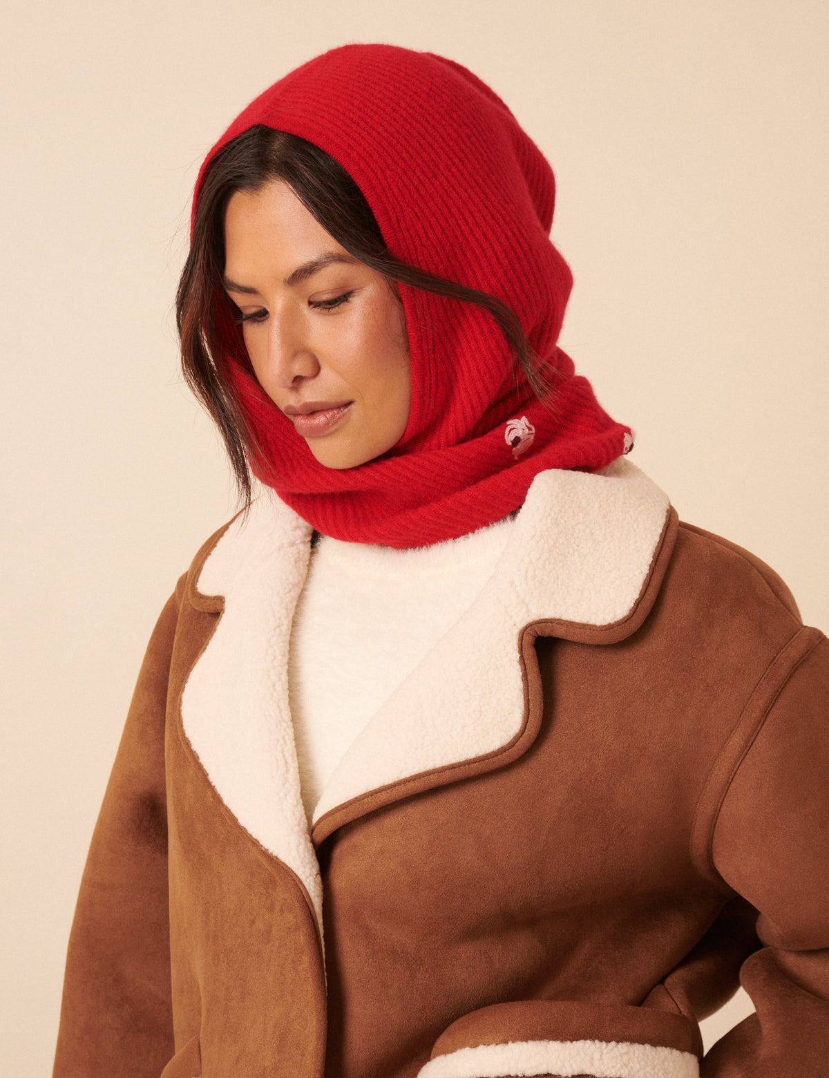 NC x TBCo Red Floral Wool Triangle Hood