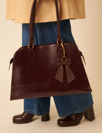 Chocolate Brown Suede Bow Key Chain