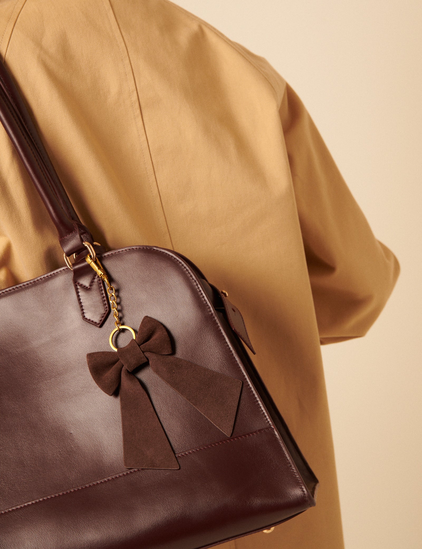 Chocolate Brown Suede Bow Key Chain