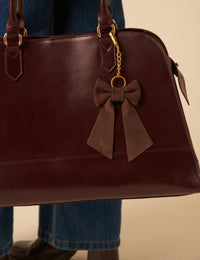 Chocolate Brown Suede Bow Key Chain