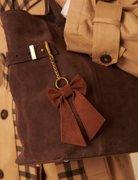 Tan Suede Bow Key Chain