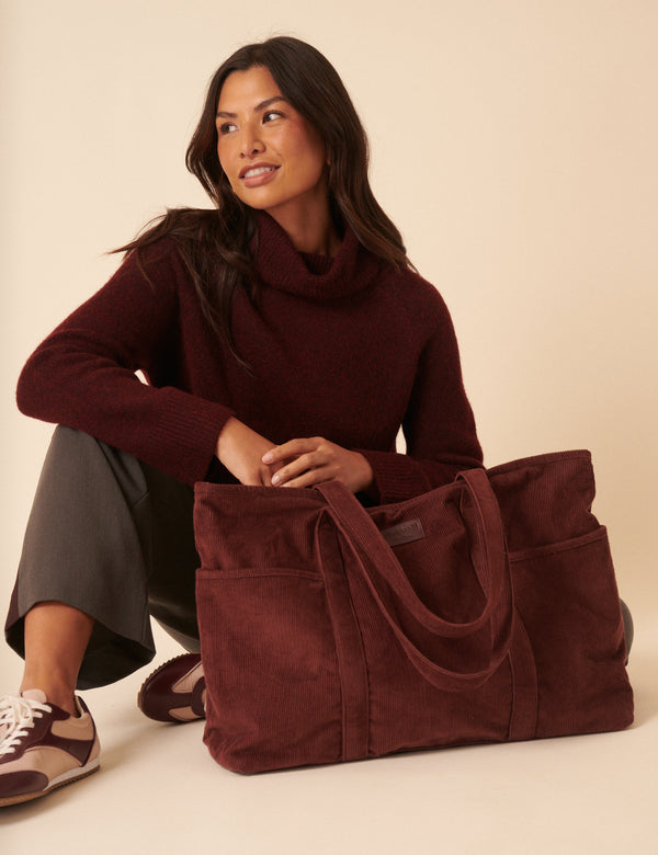 Brown Cord Tote Bag
