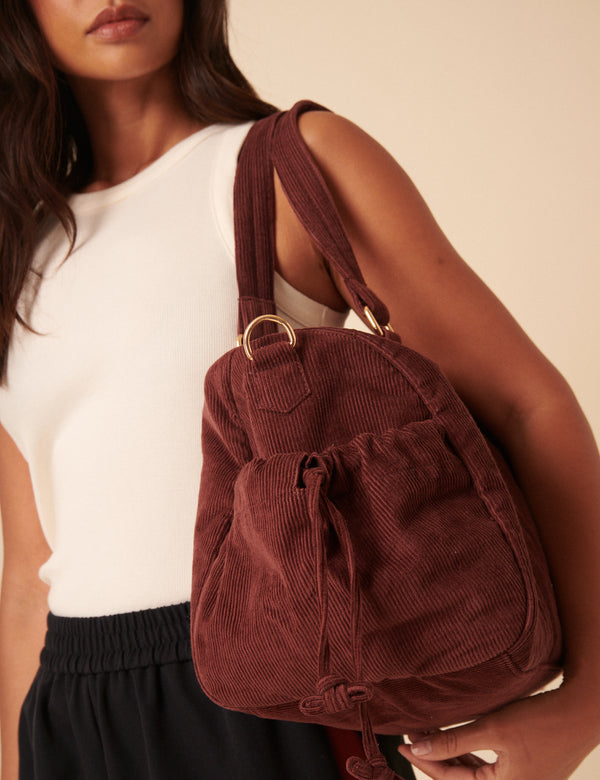 Brown Cord Holdall Bag