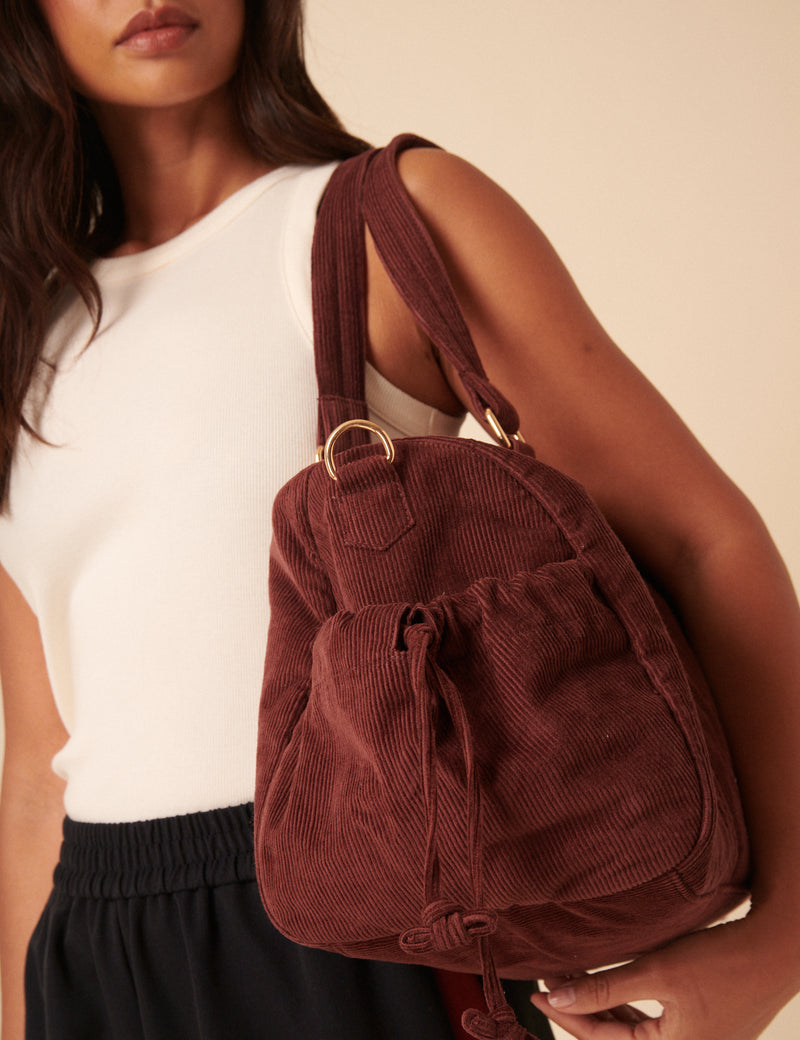 Brown Cord Holdall Bag