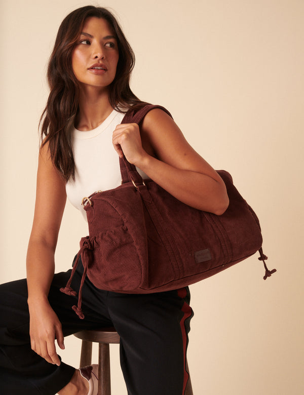 Brown Cord Holdall Bag