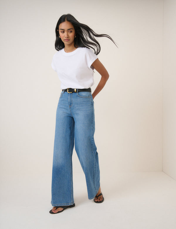 Blue High Rise Soho Wide Leg Jeans