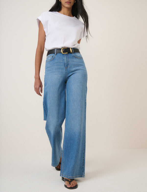 Blue High Rise Soho Wide Leg Jeans