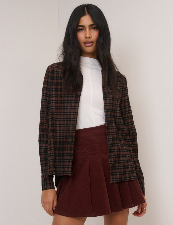 Brown And Black Check Shirt