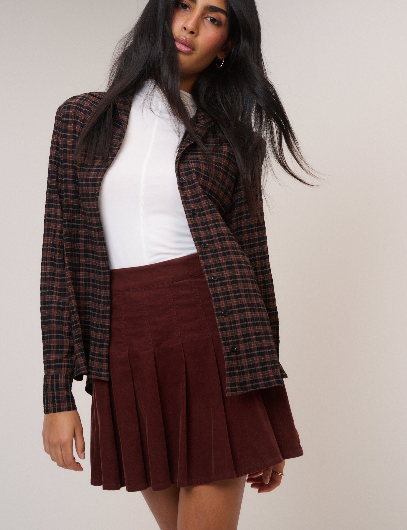 Brown And Black Check Shirt