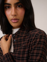 Brown And Black Check Shirt