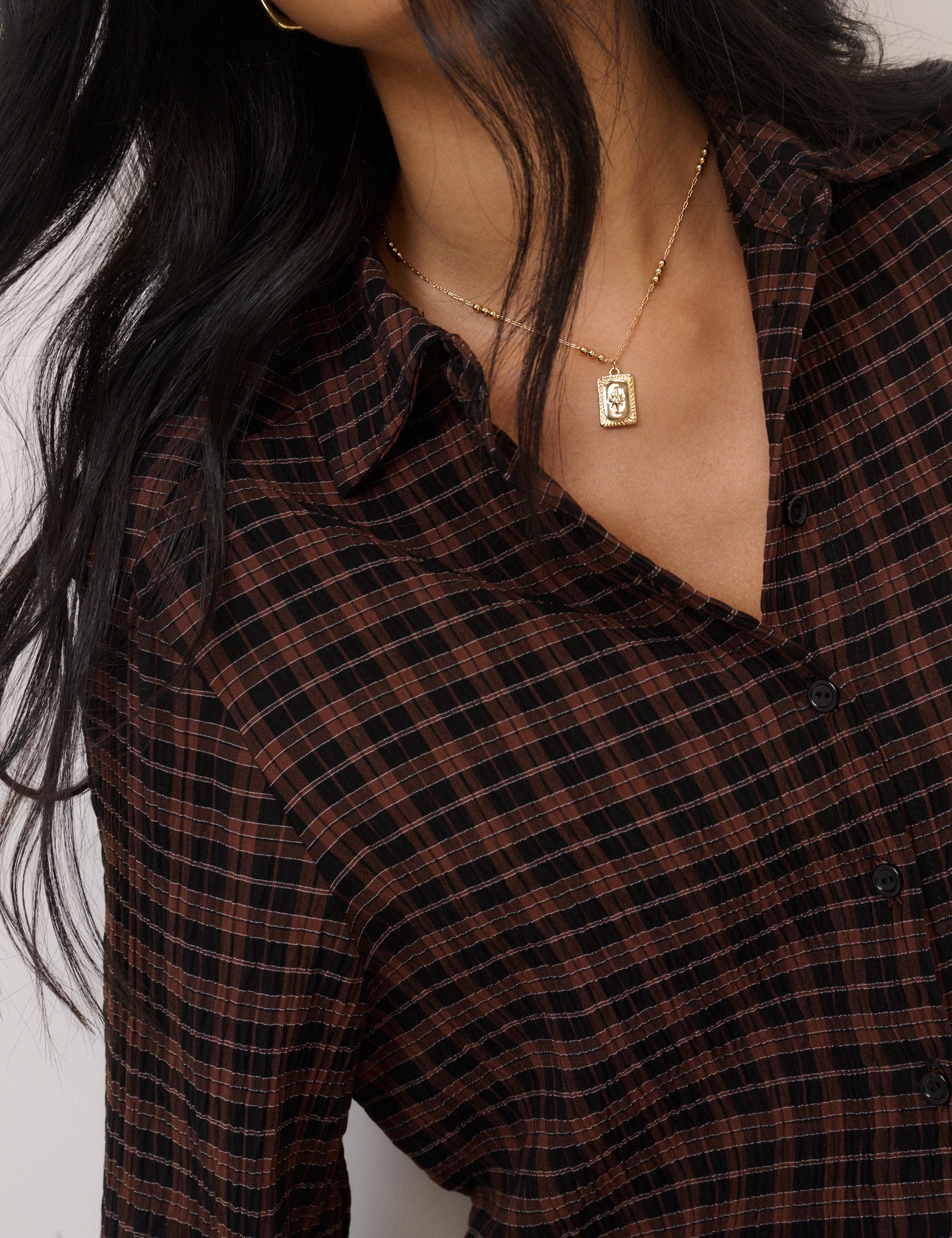 Brown And Black Check Shirt