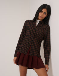 Brown And Black Check Shirt