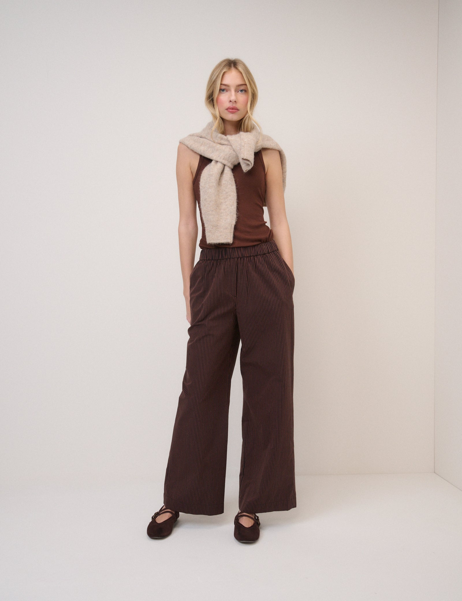 Brown Wide Leg Trousers