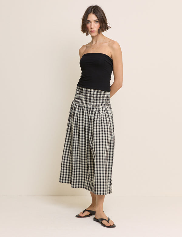 Black Gingham Midi Skirt
