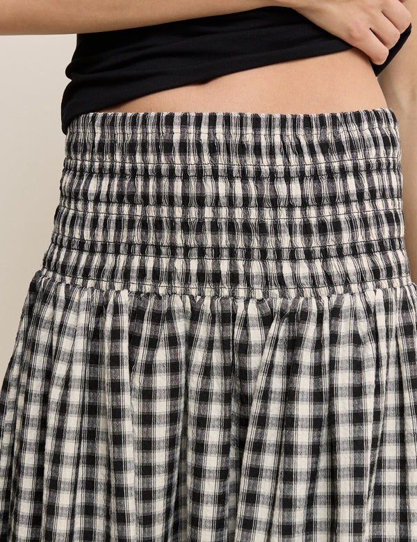 Black Gingham Midi Skirt