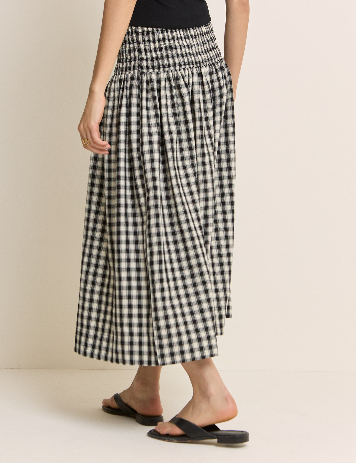 Black Gingham Midi Skirt