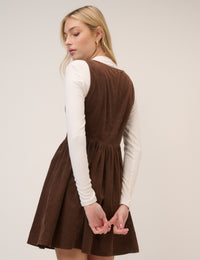 Brown Cord Cora Mini Pinafore Dress