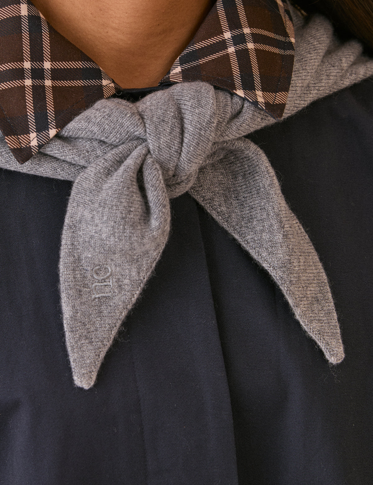 Grey Wool-Blend Triangle Scarf