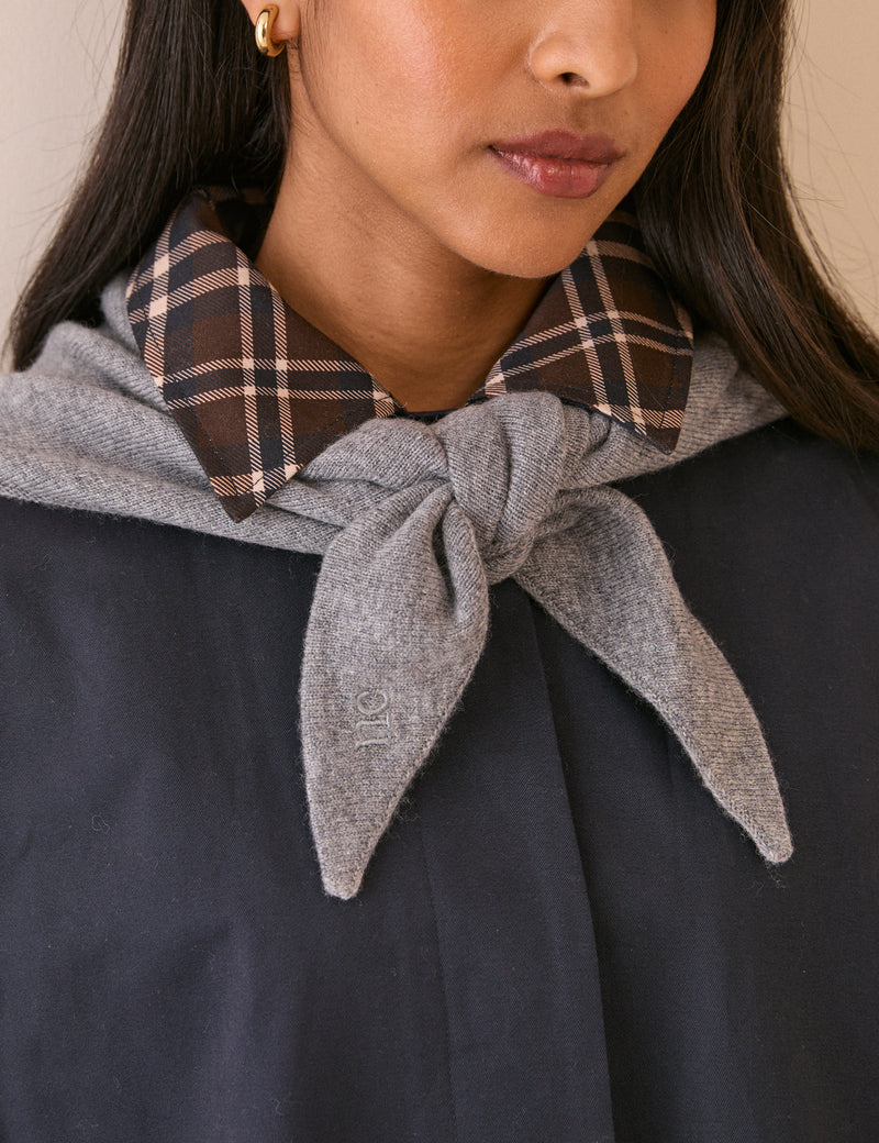 Grey Wool-Blend Triangle Scarf