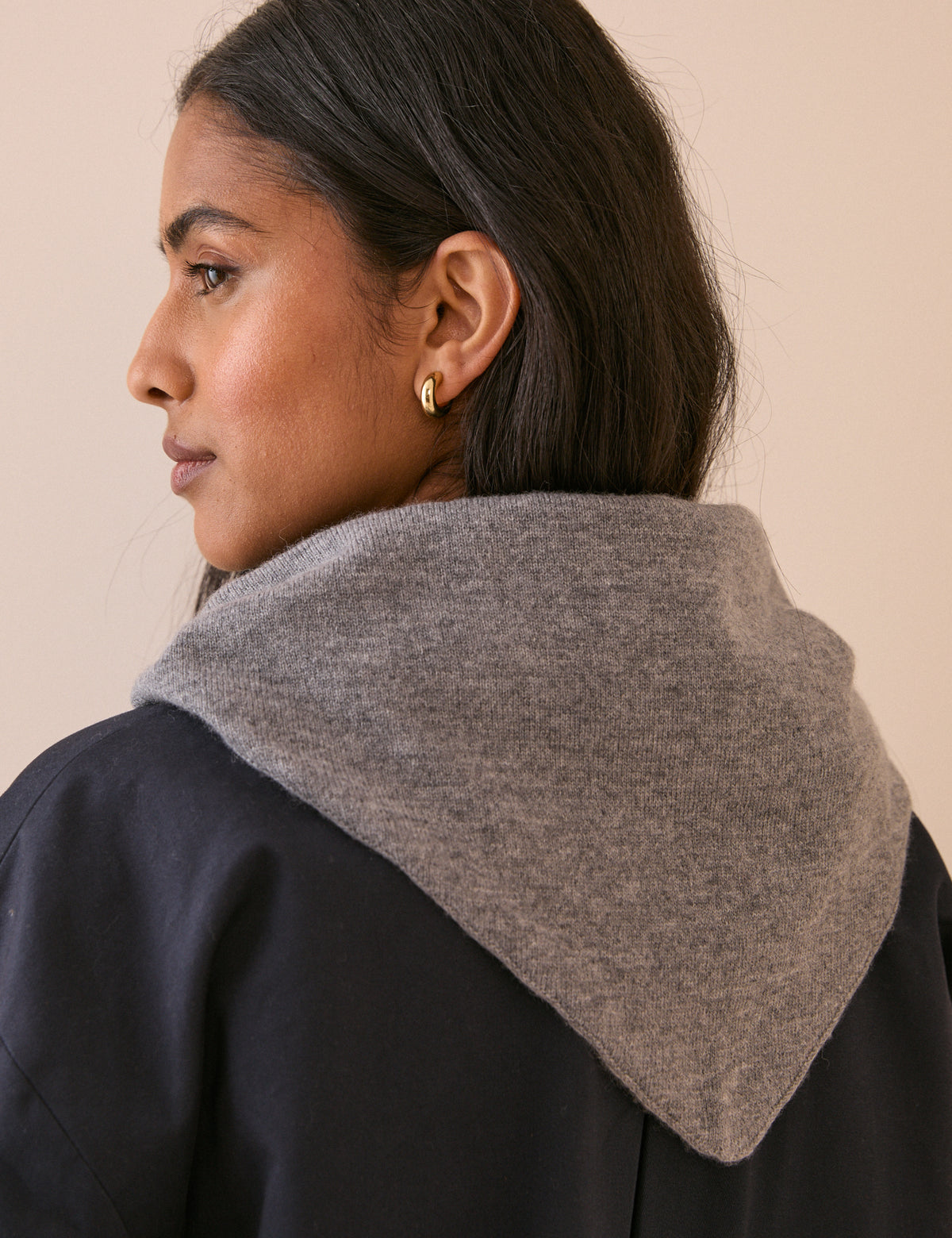 Grey Wool-Blend Triangle Scarf