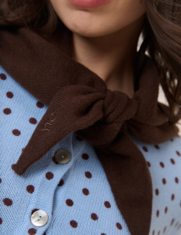 Brown Wool Blend Triangle Scarf