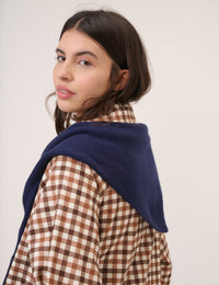 Navy Wool Blend Triangle Scarf