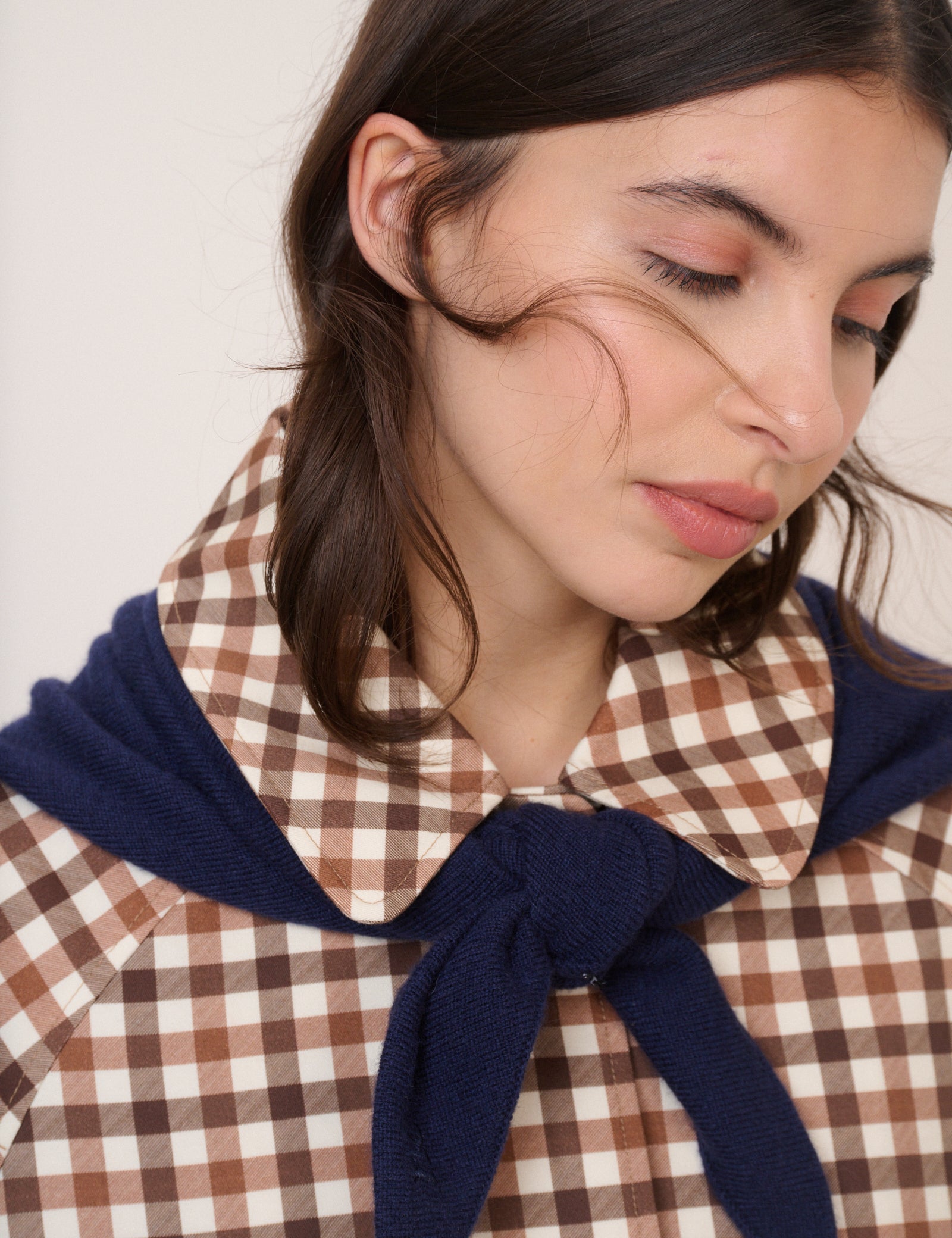 Navy Wool Blend Triangle Scarf