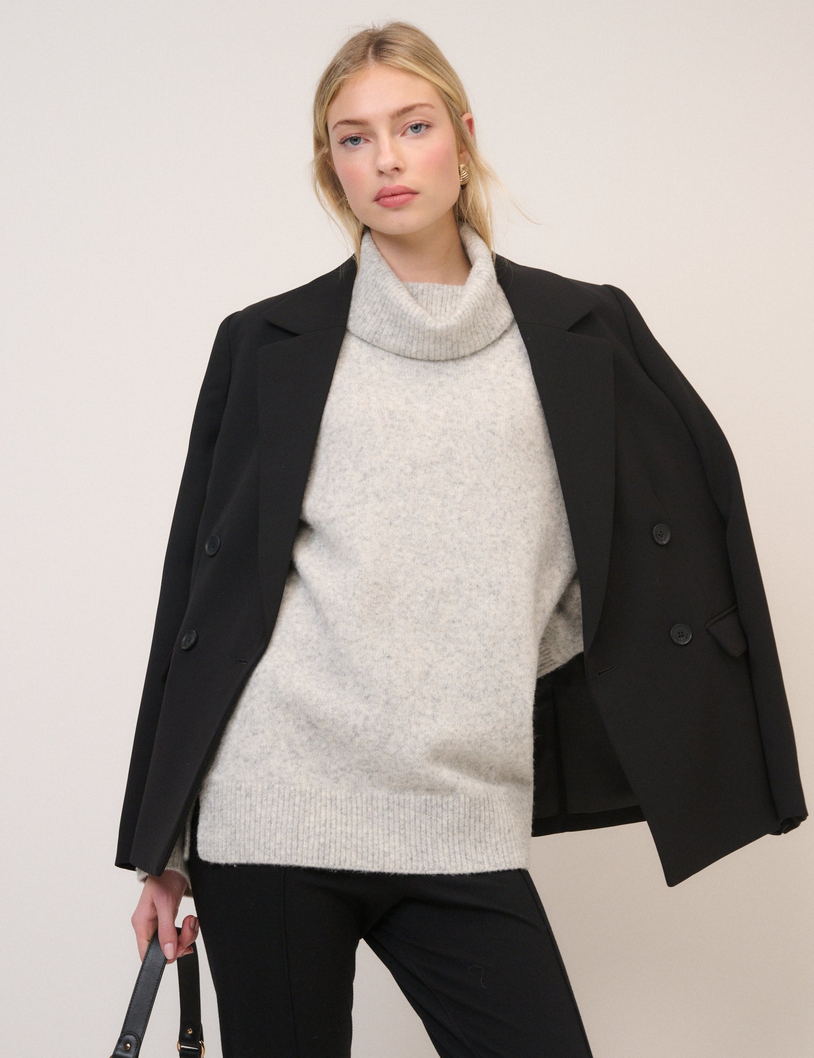 Grey Roll Neck Relaxed Fit Jumper