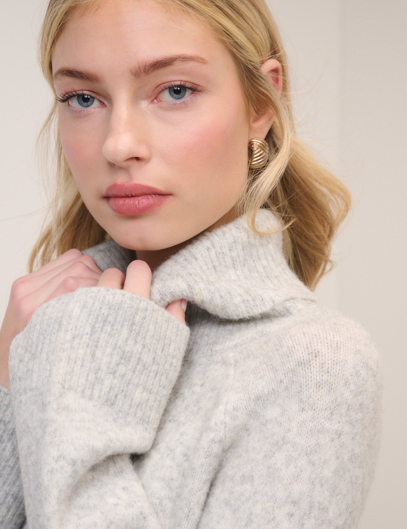 Grey Roll Neck Relaxed Fit Jumper