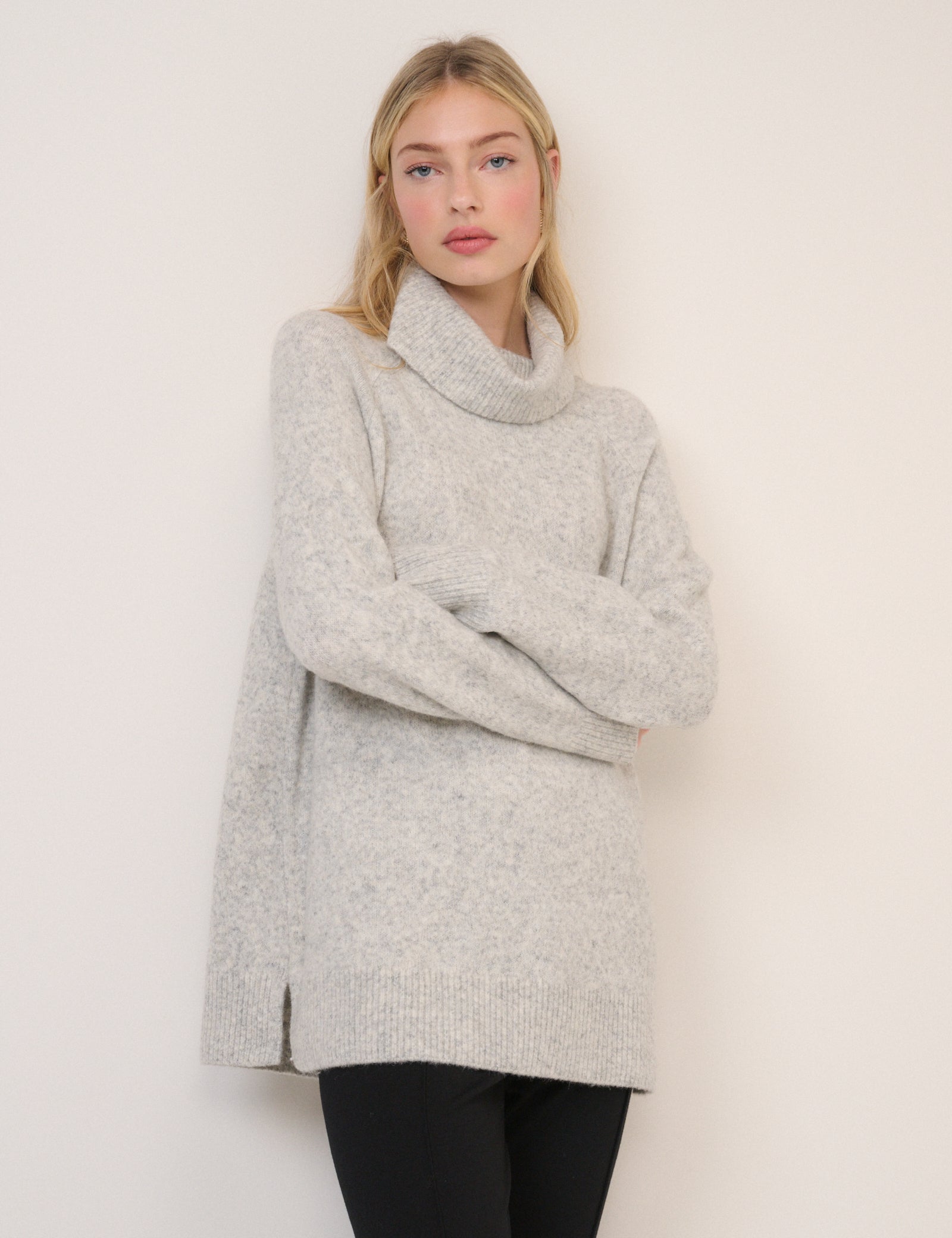 Grey Roll Neck Relaxed Fit Jumper