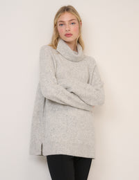 Grey Roll Neck Relaxed Fit Jumper